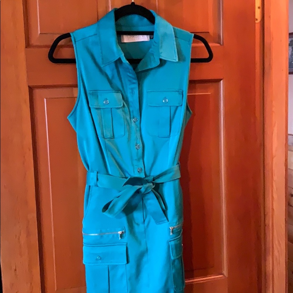 Christin Michaels Teal Shirt Dress